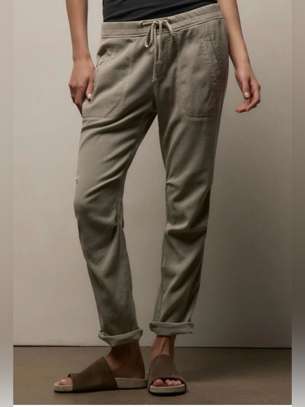 James perse soft drape utility pants. Taupe/khaki